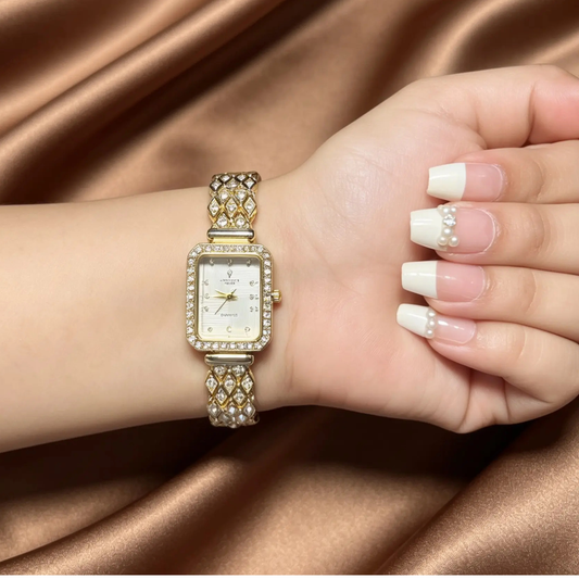 Studded Bracelet Watch - White