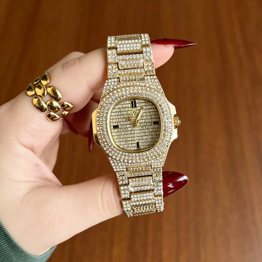 Full Iced Watch - Gold