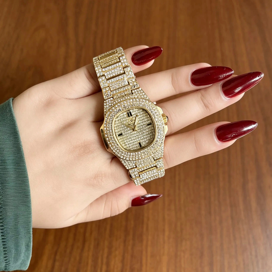 Full Iced Watch - Gold