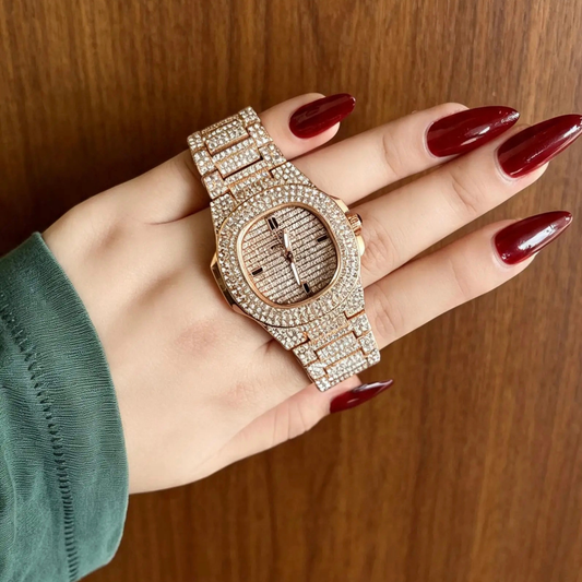 Full Iced Watch - Rose Gold