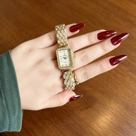 Studded Bracelet Watch  - White
