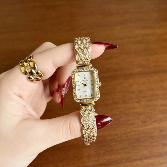 Studded Bracelet Watch  - White