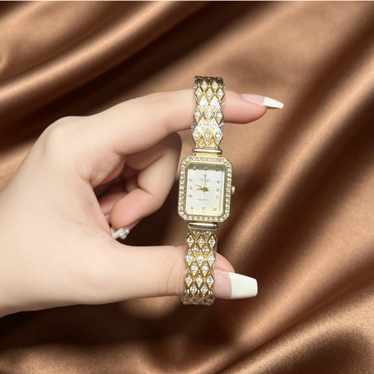 Studded Bracelet Watch  - White