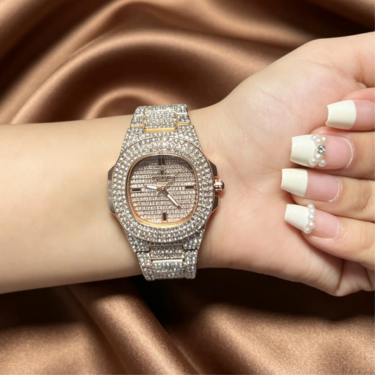 Full Iced Watch - Rose Gold