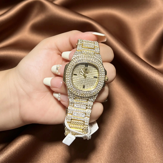 Full Iced Watch - Gold